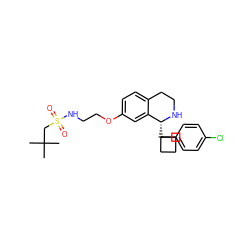 CC(C)(C)CS(=O)(=O)NCCOc1ccc2c(c1)[C@@H](C1(c3ccc(Cl)cc3)CCC1)NCC2 ZINC000117338527