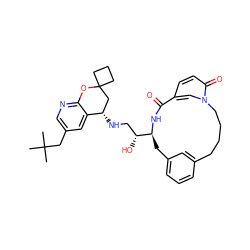 CC(C)(C)Cc1cnc2c(c1)[C@@H](NC[C@@H](O)[C@@H]1Cc3cccc(c3)CCCCn3cc(ccc3=O)C(=O)N1)CC1(CCC1)O2 ZINC000096915718