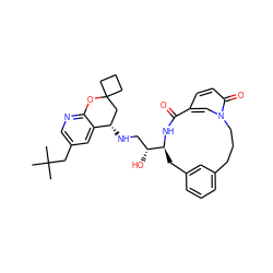 CC(C)(C)Cc1cnc2c(c1)[C@@H](NC[C@@H](O)[C@@H]1Cc3cccc(c3)CCCn3cc(ccc3=O)C(=O)N1)CC1(CCC1)O2 ZINC000096273400