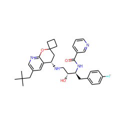 CC(C)(C)Cc1cnc2c(c1)[C@@H](NC[C@@H](O)[C@H](Cc1ccc(F)cc1)NC(=O)c1cccnc1)CC1(CCC1)O2 ZINC000095553344