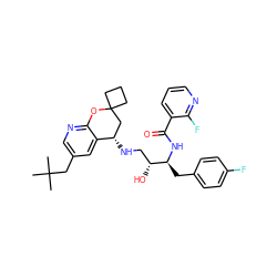 CC(C)(C)Cc1cnc2c(c1)[C@@H](NC[C@@H](O)[C@H](Cc1ccc(F)cc1)NC(=O)c1cccnc1F)CC1(CCC1)O2 ZINC000095555964