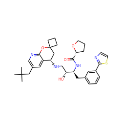 CC(C)(C)Cc1cnc2c(c1)[C@@H](NC[C@@H](O)[C@H](Cc1cccc(-c3nccs3)c1)NC(=O)[C@H]1CCCO1)CC1(CCC1)O2 ZINC000095578118