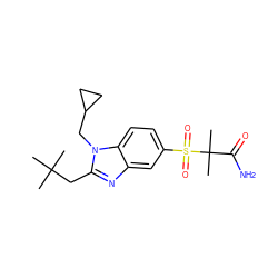 CC(C)(C)Cc1nc2cc(S(=O)(=O)C(C)(C)C(N)=O)ccc2n1CC1CC1 ZINC000043170629