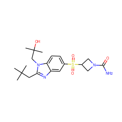 CC(C)(C)Cc1nc2cc(S(=O)(=O)C3CN(C(N)=O)C3)ccc2n1CC(C)(C)O ZINC000115888756