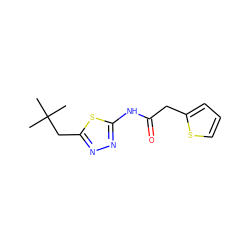 CC(C)(C)Cc1nnc(NC(=O)Cc2cccs2)s1 ZINC000000380309