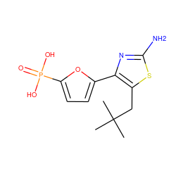 CC(C)(C)Cc1sc(N)nc1-c1ccc(P(=O)(O)O)o1 ZINC000066113400