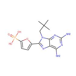 CC(C)(C)Cn1c(-c2ccc(P(=O)(O)O)o2)nc2c(N)nc(N)nc21 ZINC000040943163