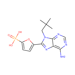 CC(C)(C)Cn1c(-c2ccc(P(=O)(O)O)o2)nc2c(N)ncnc21 ZINC000001908236