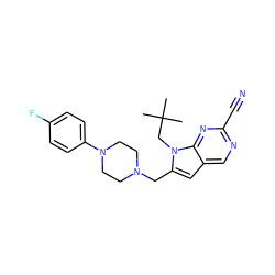 CC(C)(C)Cn1c(CN2CCN(c3ccc(F)cc3)CC2)cc2cnc(C#N)nc21 ZINC000028958257