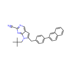 CC(C)(C)Cn1c(Cc2ccc(-c3ccc4ccccc4c3)cc2)cc2cnc(C#N)nc21 ZINC000028958243