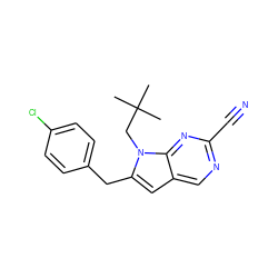 CC(C)(C)Cn1c(Cc2ccc(Cl)cc2)cc2cnc(C#N)nc21 ZINC000028958186