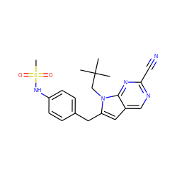 CC(C)(C)Cn1c(Cc2ccc(NS(C)(=O)=O)cc2)cc2cnc(C#N)nc21 ZINC000028958221