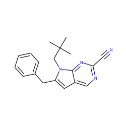 CC(C)(C)Cn1c(Cc2ccccc2)cc2cnc(C#N)nc21 ZINC000028958181