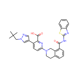 CC(C)(C)Cn1cc(-c2ccc(N3CCc4cccc(C(=O)Nc5nc6ccccc6s5)c4C3)nc2C(=O)O)cn1 ZINC000144515416