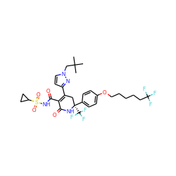 CC(C)(C)Cn1ccc(C2=C(C(=O)NS(=O)(=O)C3CC3)C(=O)N[C@@](c3ccc(OCCCCCC(F)(F)F)cc3)(C(F)(F)F)C2)n1 ZINC001772590212