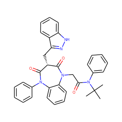 CC(C)(C)N(C(=O)CN1C(=O)[C@@H](Cc2n[nH]c3ccccc23)C(=O)N(c2ccccc2)c2ccccc21)c1ccccc1 ZINC000026650836