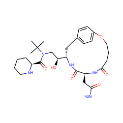 CC(C)(C)N(C[C@H](O)[C@@H]1Cc2ccc(cc2)OCCCC(=O)N[C@@H](CC(N)=O)C(=O)N1)C(=O)[C@@H]1CCCCN1 ZINC000029397999