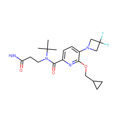 CC(C)(C)N(CCC(N)=O)C(=O)c1ccc(N2CC(F)(F)C2)c(OCC2CC2)n1 ZINC000146193091