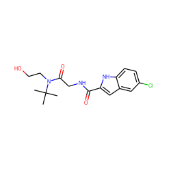 CC(C)(C)N(CCO)C(=O)CNC(=O)c1cc2cc(Cl)ccc2[nH]1 ZINC000028119247