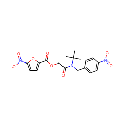 CC(C)(C)N(Cc1ccc([N+](=O)[O-])cc1)C(=O)COC(=O)c1ccc([N+](=O)[O-])o1 ZINC000066252019