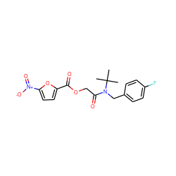 CC(C)(C)N(Cc1ccc(F)cc1)C(=O)COC(=O)c1ccc([N+](=O)[O-])o1 ZINC000066252648