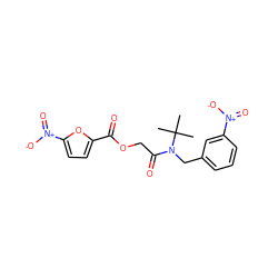 CC(C)(C)N(Cc1cccc([N+](=O)[O-])c1)C(=O)COC(=O)c1ccc([N+](=O)[O-])o1 ZINC000066252020