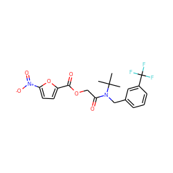 CC(C)(C)N(Cc1cccc(C(F)(F)F)c1)C(=O)COC(=O)c1ccc([N+](=O)[O-])o1 ZINC000066252185