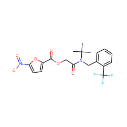 CC(C)(C)N(Cc1ccccc1C(F)(F)F)C(=O)COC(=O)c1ccc([N+](=O)[O-])o1 ZINC000066252186