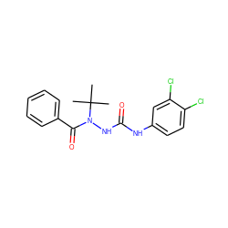 CC(C)(C)N(NC(=O)Nc1ccc(Cl)c(Cl)c1)C(=O)c1ccccc1 ZINC000000641086