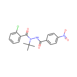 CC(C)(C)N(NC(=O)c1ccc([N+](=O)[O-])cc1)C(=O)c1ccccc1Cl ZINC000103186377