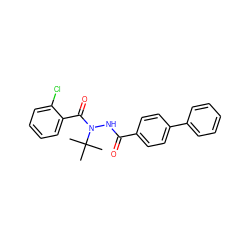 CC(C)(C)N(NC(=O)c1ccc(-c2ccccc2)cc1)C(=O)c1ccccc1Cl ZINC000103176788