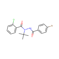 CC(C)(C)N(NC(=O)c1ccc(Br)cc1)C(=O)c1ccccc1Cl ZINC000103181870