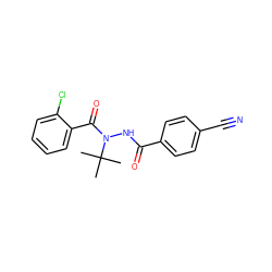 CC(C)(C)N(NC(=O)c1ccc(C#N)cc1)C(=O)c1ccccc1Cl ZINC000103200375