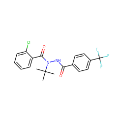 CC(C)(C)N(NC(=O)c1ccc(C(F)(F)F)cc1)C(=O)c1ccccc1Cl ZINC000103186375