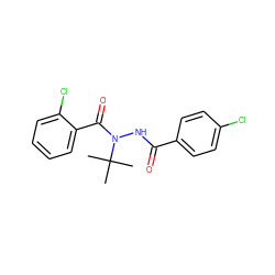 CC(C)(C)N(NC(=O)c1ccc(Cl)cc1)C(=O)c1ccccc1Cl ZINC000034332013