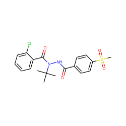 CC(C)(C)N(NC(=O)c1ccc(S(C)(=O)=O)cc1)C(=O)c1ccccc1Cl ZINC000103182234