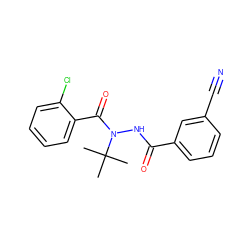 CC(C)(C)N(NC(=O)c1cccc(C#N)c1)C(=O)c1ccccc1Cl ZINC000103179467