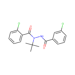 CC(C)(C)N(NC(=O)c1cccc(Cl)c1)C(=O)c1ccccc1Cl ZINC000034332004