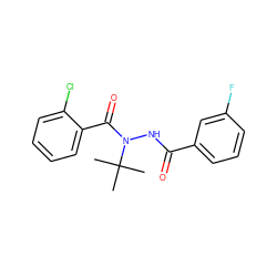 CC(C)(C)N(NC(=O)c1cccc(F)c1)C(=O)c1ccccc1Cl ZINC000103179461