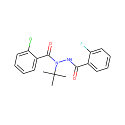 CC(C)(C)N(NC(=O)c1ccccc1F)C(=O)c1ccccc1Cl ZINC000103183502