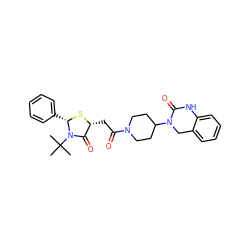 CC(C)(C)N1C(=O)[C@@H](CC(=O)N2CCC(N3Cc4ccccc4NC3=O)CC2)S[C@H]1c1ccccc1 ZINC000103267607