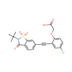 CC(C)(C)N1C(=O)c2ccc(C#Cc3cc(Cl)ccc3OCC(=O)O)cc2S1(=O)=O ZINC000073195569