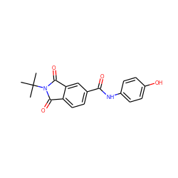 CC(C)(C)N1C(=O)c2ccc(C(=O)Nc3ccc(O)cc3)cc2C1=O ZINC000000076679