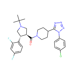 CC(C)(C)N1C[C@@H](C(=O)N2CCC(c3nnnn3-c3ccc(Cl)cc3)CC2)[C@H](c2ccc(F)cc2F)C1 ZINC000084632105