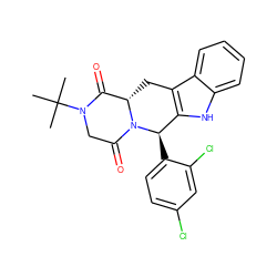 CC(C)(C)N1CC(=O)N2[C@@H](Cc3c([nH]c4ccccc34)[C@H]2c2ccc(Cl)cc2Cl)C1=O ZINC000066112543