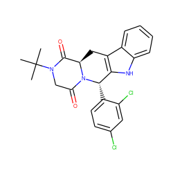 CC(C)(C)N1CC(=O)N2[C@@H](c3ccc(Cl)cc3Cl)c3[nH]c4ccccc4c3C[C@@H]2C1=O ZINC000066111496