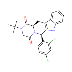 CC(C)(C)N1CC(=O)N2[C@H](Cc3c([nH]c4ccccc34)[C@H]2c2ccc(Cl)cc2Cl)C1=O ZINC000066111495