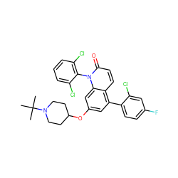 CC(C)(C)N1CCC(Oc2cc(-c3ccc(F)cc3Cl)c3ccc(=O)n(-c4c(Cl)cccc4Cl)c3c2)CC1 ZINC000028564949