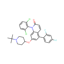 CC(C)(C)N1CCC(Oc2cc(-c3ccc(F)cc3F)c3ccc(=O)n(-c4c(Cl)cccc4Cl)c3c2)CC1 ZINC000028564989