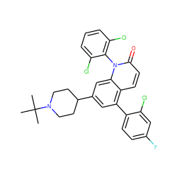 CC(C)(C)N1CCC(c2cc(-c3ccc(F)cc3Cl)c3ccc(=O)n(-c4c(Cl)cccc4Cl)c3c2)CC1 ZINC000028565574